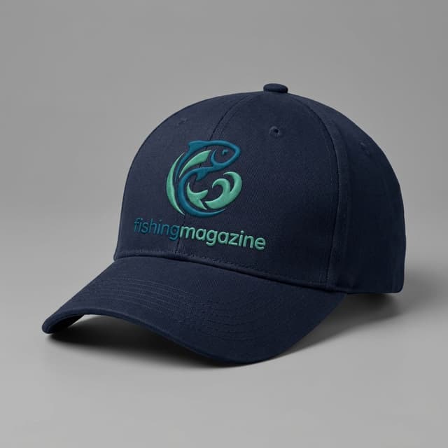 fishingmagazine.com.au logo embroidered on a navy baseball cap